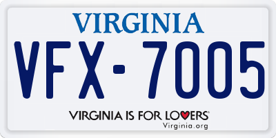 VA license plate VFX7005