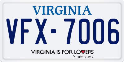VA license plate VFX7006