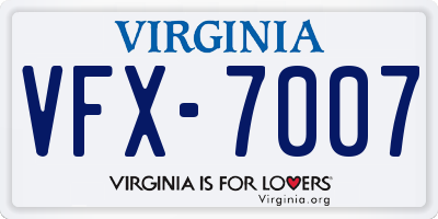 VA license plate VFX7007