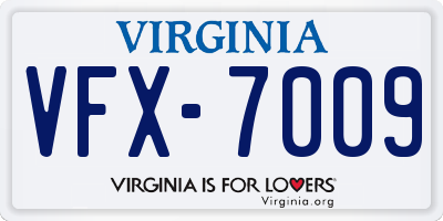 VA license plate VFX7009