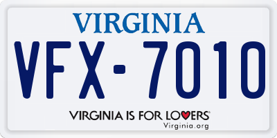 VA license plate VFX7010