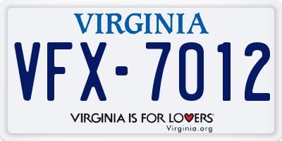 VA license plate VFX7012