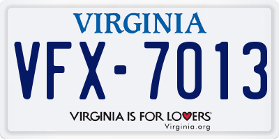 VA license plate VFX7013