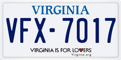 VA license plate VFX7017