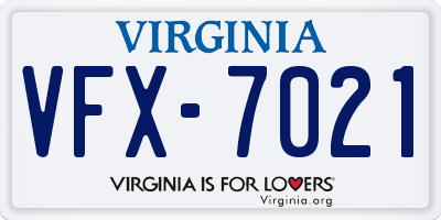 VA license plate VFX7021