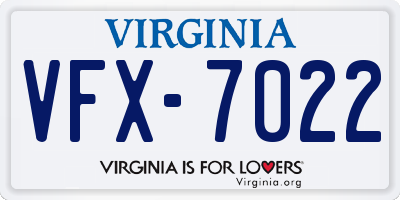 VA license plate VFX7022
