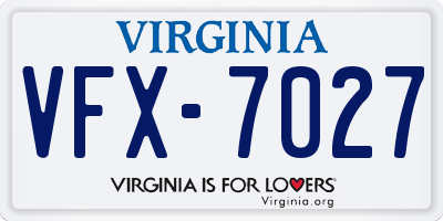VA license plate VFX7027