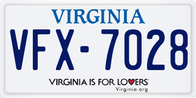 VA license plate VFX7028