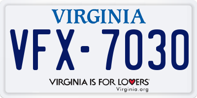 VA license plate VFX7030