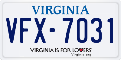 VA license plate VFX7031