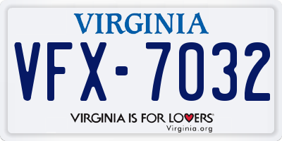 VA license plate VFX7032