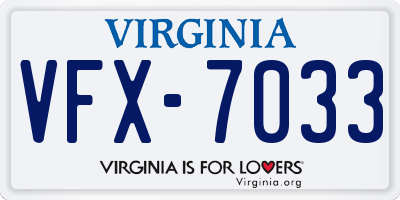 VA license plate VFX7033