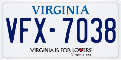 VA license plate VFX7038