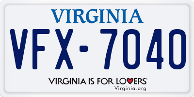 VA license plate VFX7040