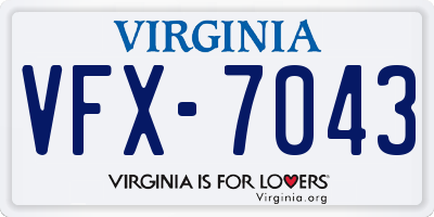 VA license plate VFX7043