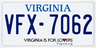 VA license plate VFX7062