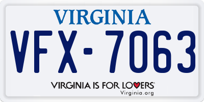 VA license plate VFX7063