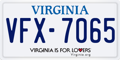 VA license plate VFX7065