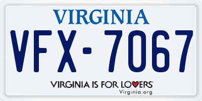 VA license plate VFX7067