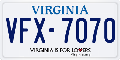 VA license plate VFX7070