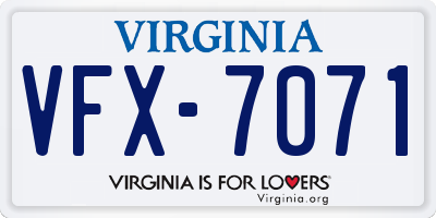 VA license plate VFX7071