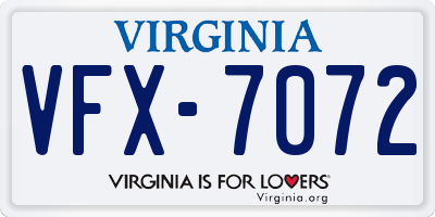 VA license plate VFX7072