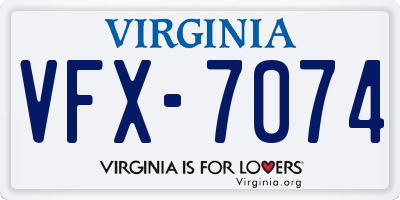 VA license plate VFX7074