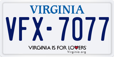VA license plate VFX7077