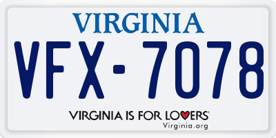 VA license plate VFX7078