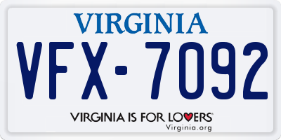VA license plate VFX7092