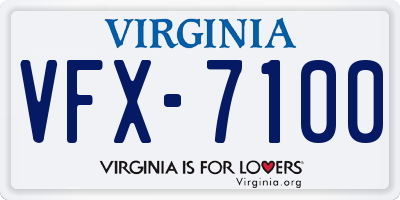 VA license plate VFX7100