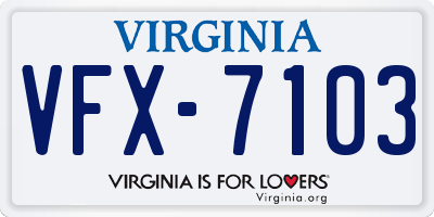 VA license plate VFX7103