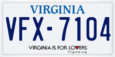 VA license plate VFX7104