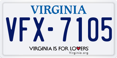 VA license plate VFX7105