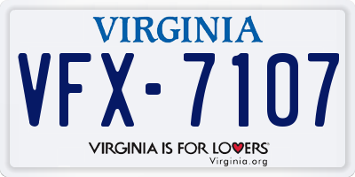 VA license plate VFX7107