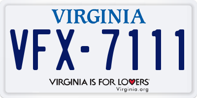 VA license plate VFX7111