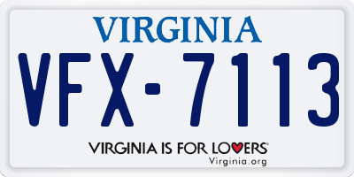 VA license plate VFX7113