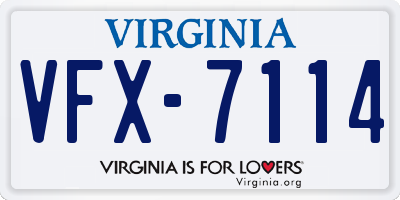 VA license plate VFX7114