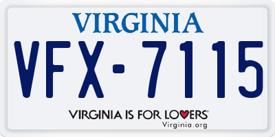 VA license plate VFX7115