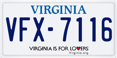 VA license plate VFX7116