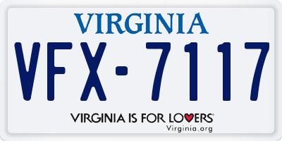 VA license plate VFX7117