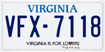 VA license plate VFX7118