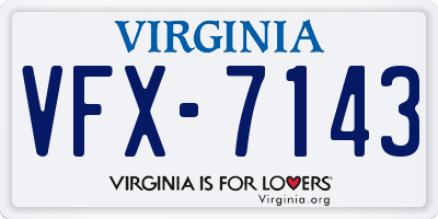 VA license plate VFX7143
