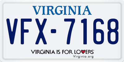 VA license plate VFX7168