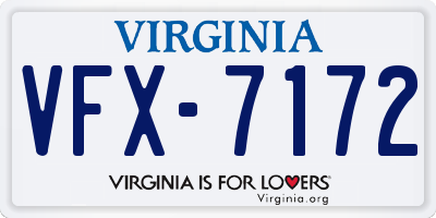 VA license plate VFX7172