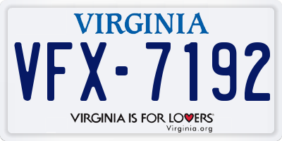 VA license plate VFX7192