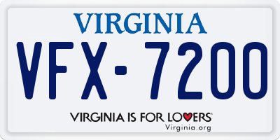 VA license plate VFX7200