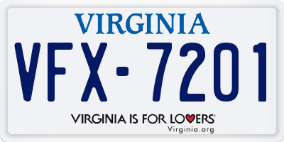VA license plate VFX7201