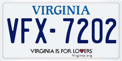 VA license plate VFX7202