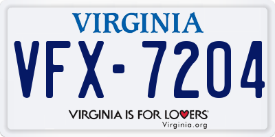 VA license plate VFX7204